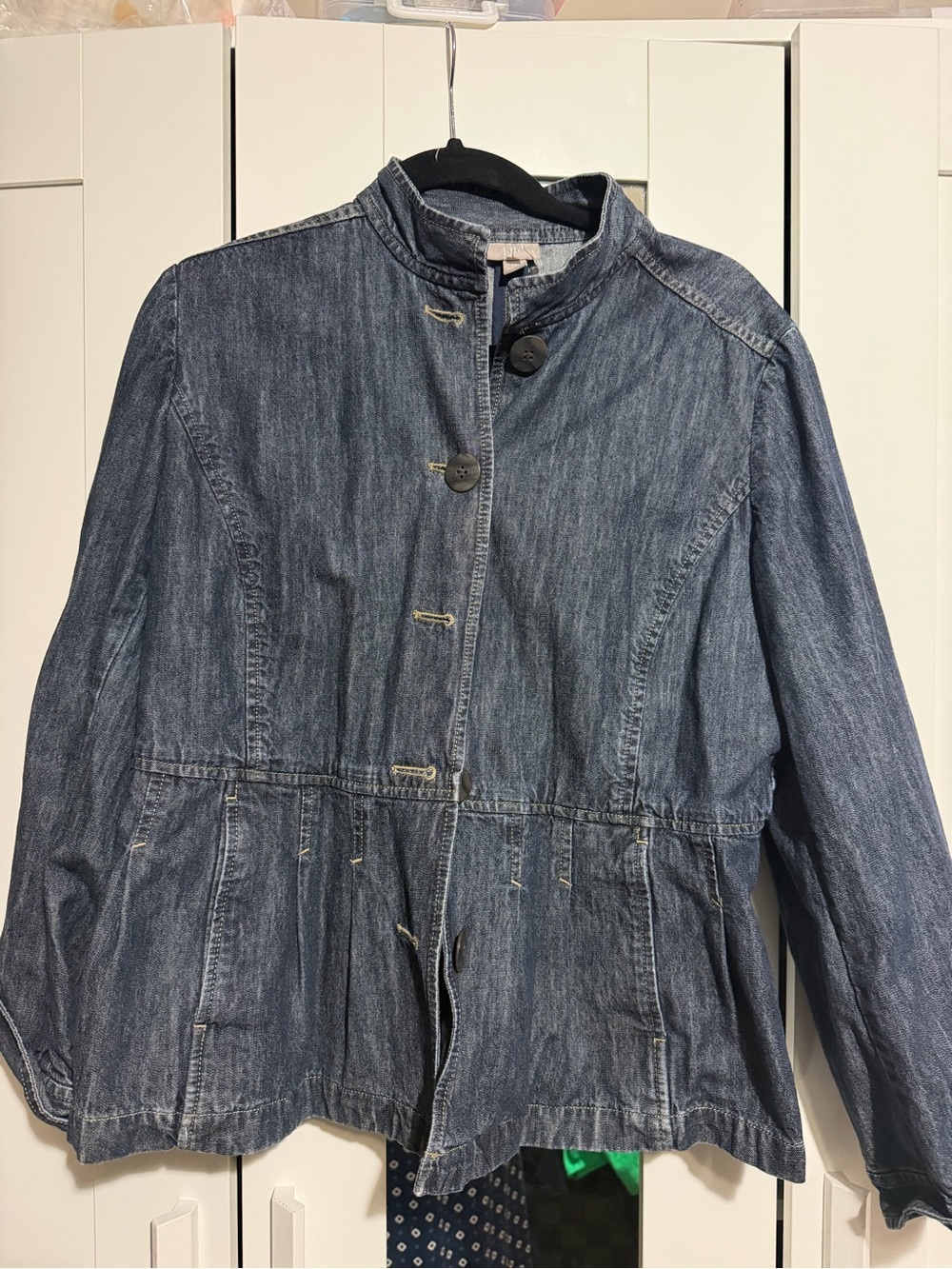 J. Jill Dark Blue Denim Peplum Jacket